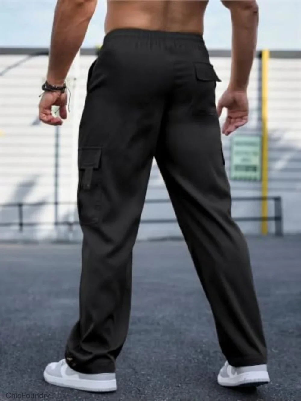 Men's Cargo Joggers Elastic Waist Drawstring Hem Hiking Sweatpants with Pockets
